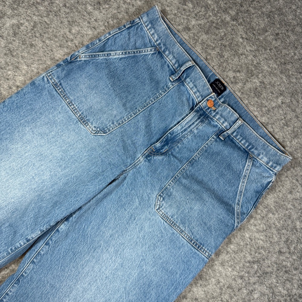 J.Crew Wide-Leg Crop Jeans Light Wash Denim‎ Utility Pocket 32T CQ776
